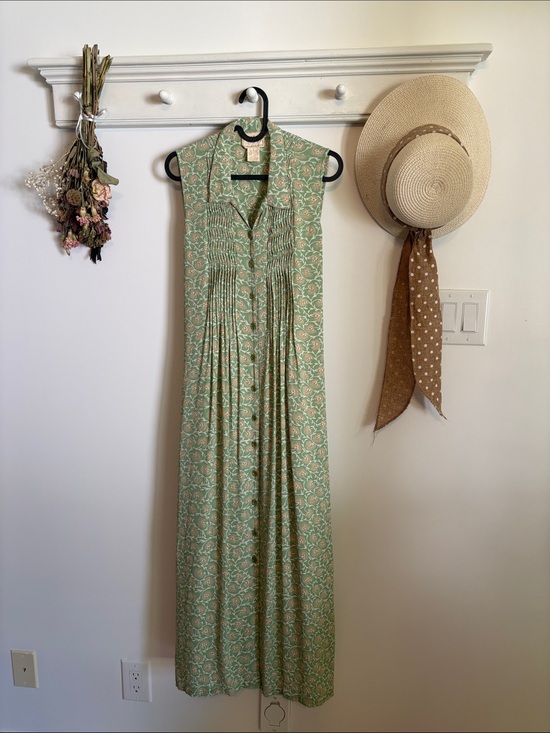 April Cornell Dresses & Skirts - April Cornell Sage Green Floral Pintuck Maxi Dress